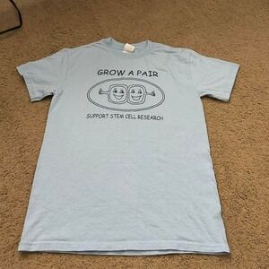Vintage Light Blue Gildan "Grow a Pair" cotton t-shirt